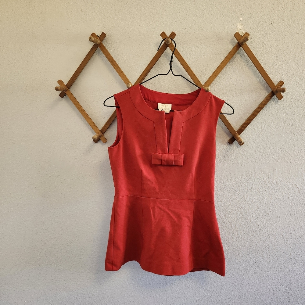 Kate Spade Red Peplum Bow Top